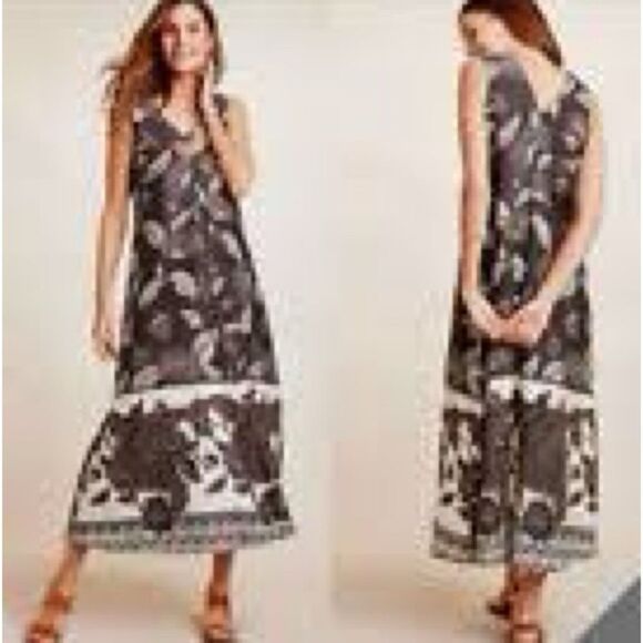 Anthropologie Black and White Floral Maxi Dress - Picture 14 of 14